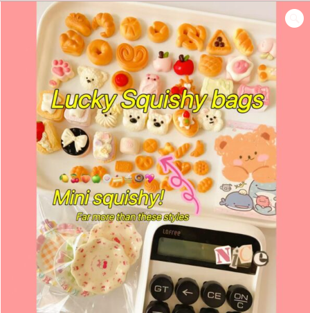 Lucky squishy bags(mini size)- 1o bags(atleast 5 gifts)
